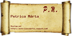 Petrica Márta névjegykártya